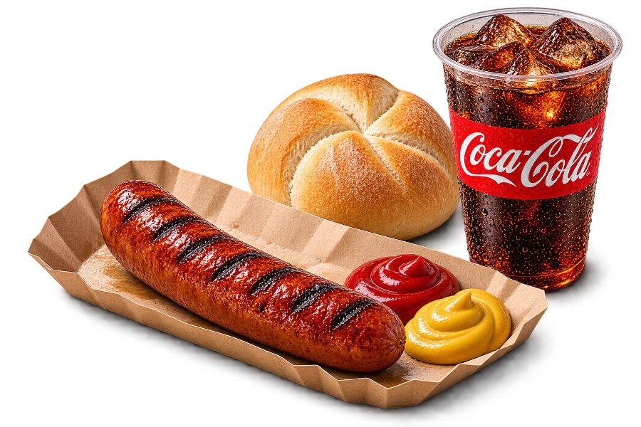 Kiełbaska z grilla + Coca-Cola
